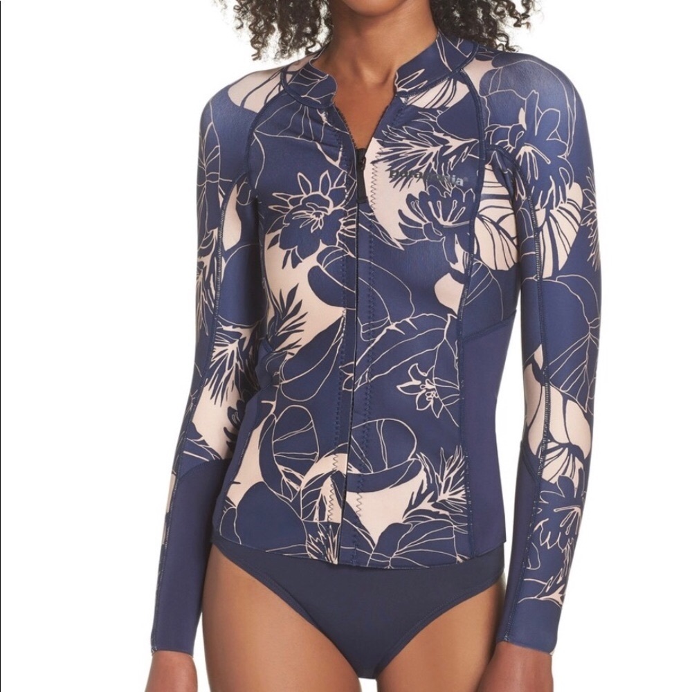 Patagonia R1 Yulex Wetsuit Jacket Front Zip LS Valley Flora Springsuit Top